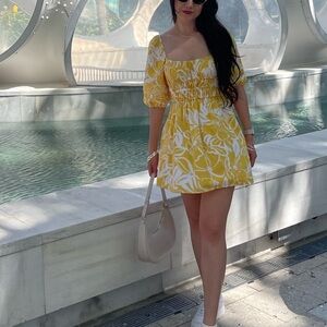 Faithfull the brand marinelli mini dress color yellow size 2 (xsmall)